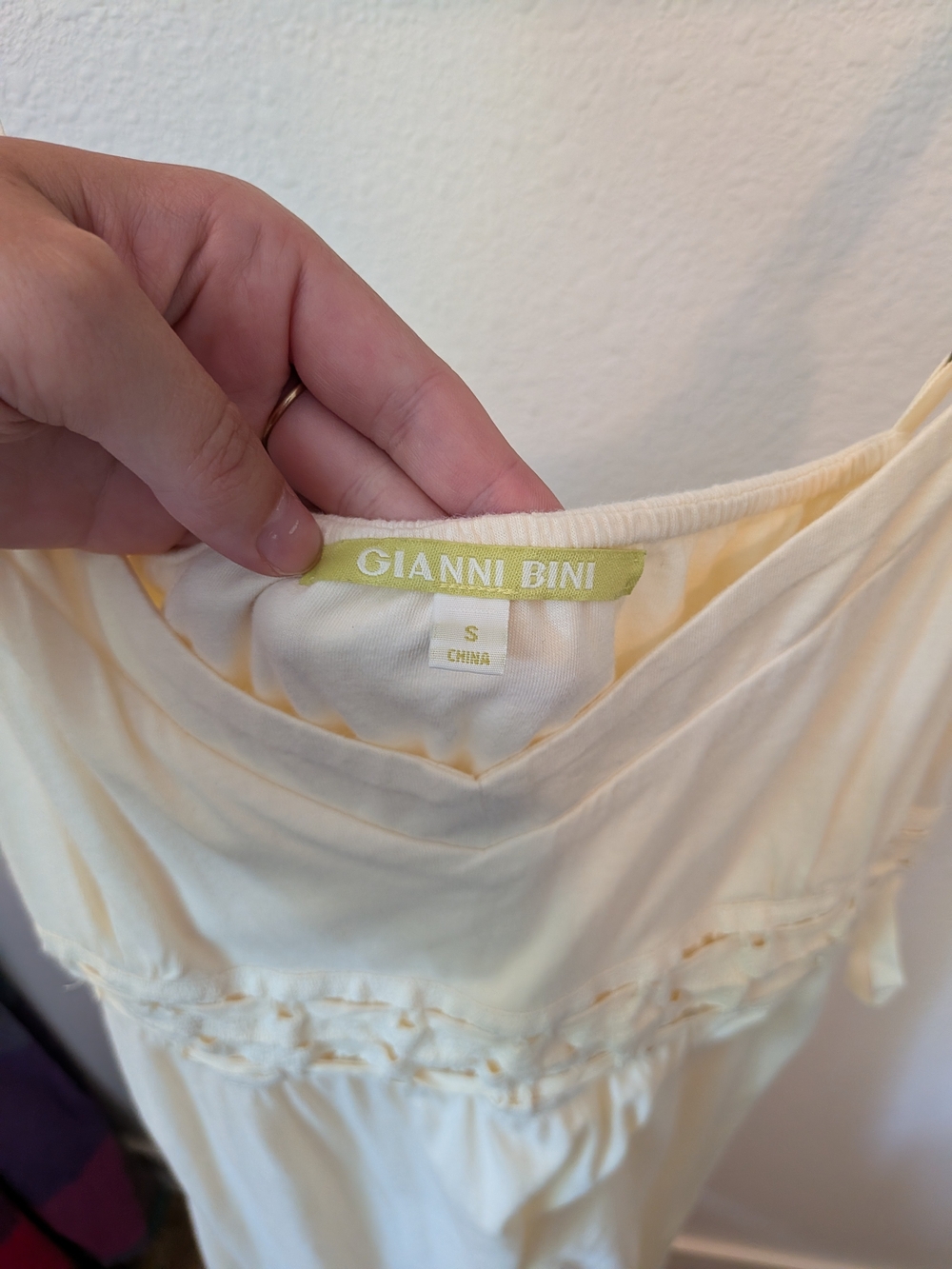 Gianni Bini Cream Lace-Trim Cream Cotton Dress - Picture 3 of 6